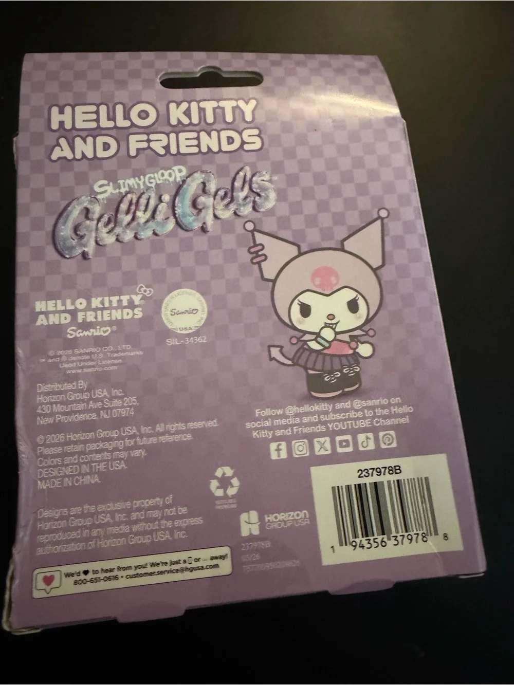 Hello kitty Slimey Gloop Gelli Gels Purple Glitter Toy